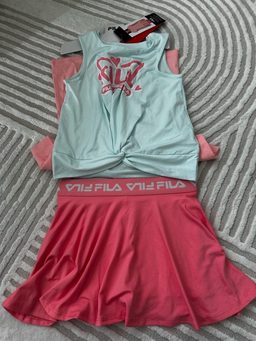Fila Girls Mint Knot-Front Tank Top with Pink Skater Skirt